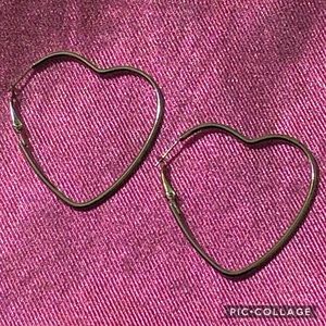 Silver heart hoop earrings